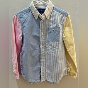 Polo by Ralph Lauren Striped Cotton Oxford Fun Shirt  Boys Pastel Colour Size 5
